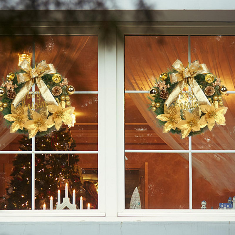 Χριστουγεννιάτικο στεφάνι τεχνητό φυτό Rattan Red Truck Round Berries Fall Front Simulation Door Hanging Garland Festive Decor R K4s4