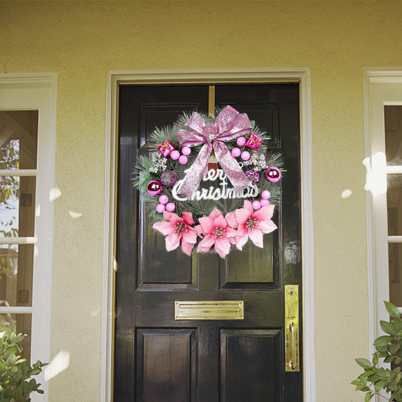 Χριστουγεννιάτικο στεφάνι τεχνητό φυτό Rattan Red Truck Round Berries Fall Front Simulation Door Hanging Garland Festive Decor R K4s4