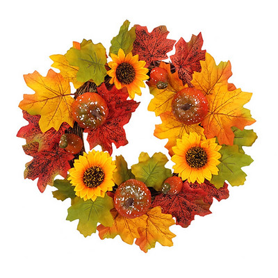 Coroană de festival de toamnă, coroană de dovleac, coroană de arțar, agățată pentru ușă, decorațiuni pentru casă, Ghirlanda de Ziua Recunoștinței, fereastră, restaurant, decorare a casei