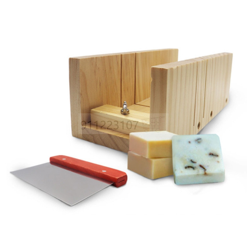 Medinės muilo pjaustyklės formos ir muilo pjaustytuvų rinkinys stačiakampė silikoninė forma su medžio dėžute tiesia ir banguota muilo pjaustytuvu