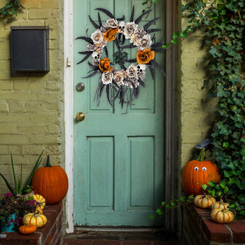 Нов моден Хелоуин Череп Венец Декорация на предната врата Изкуствени висящи гирлянди Орнаменти за Фестивал Хелоуин гирлянди