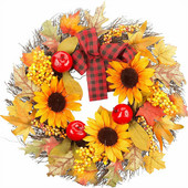 45 cm sügiskõrvitsa vahtralehe männikäbi pärg jõulukaunistus Tänupüha ukse pärja peo pulma kodukaunistus