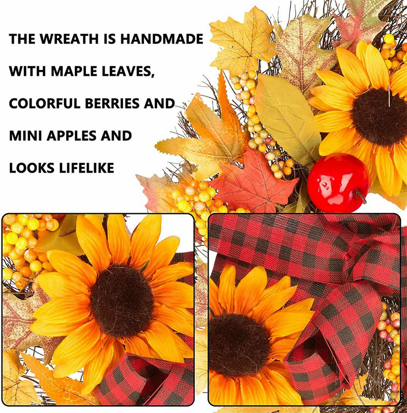 45 cm sügiskõrvitsa vahtralehe männikäbi pärg jõulukaunistus Tänupüha ukse pärja peo pulma kodukaunistus