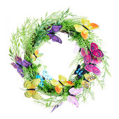 Kodupärjad Värvilised liblikad Roheline rotangist ümmargune kevadine rippuv vanik esiukse akende seinakaunistuseks