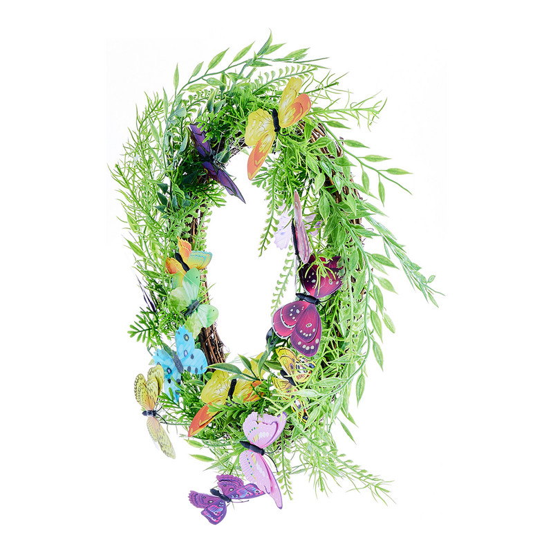 Kodupärjad Värvilised liblikad Roheline rotangist ümmargune kevadine rippuv vanik esiukse akende seinakaunistuseks