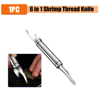 6 viename krevečių skutimo peilis 304 nerūdijančio plieno krevetės Devein žievelės krevečių peilis Daugiafunkcis omarų lukštų lupimo įrankis jūros gėrybių įrankis