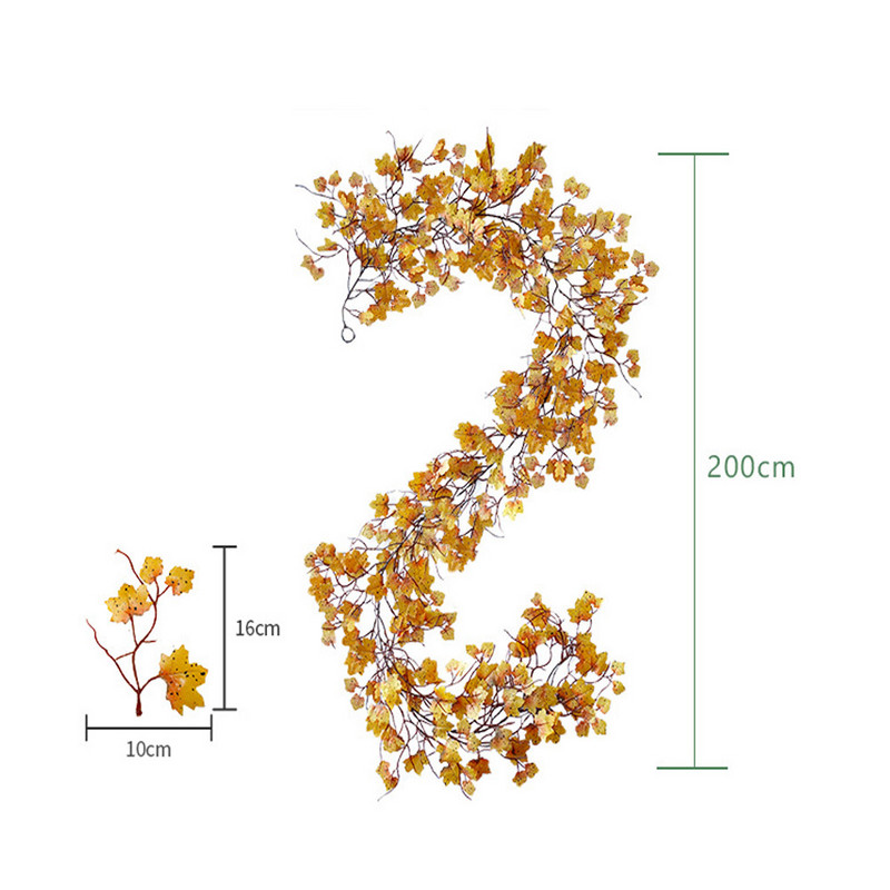 Ghirlandă de toamnă frunze de arțar, 6,6 ft simulare de toamnă frunze de arțar rattan decorare plante artificiale viță de vie de Halloween frunze de arțar rattan