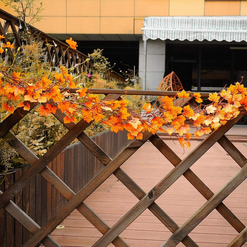 Ghirlandă de toamnă frunze de arțar, 6,6 ft simulare de toamnă frunze de arțar rattan decorare plante artificiale viță de vie de Halloween frunze de arțar rattan