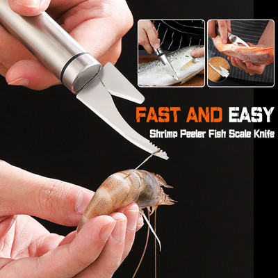6 In 1 Multifunctional Fast Shrimp Peeler Fish Scale Knife Stainless Steel Shrimp Line Cutter Kitchen Gadgets Scraping Tool
