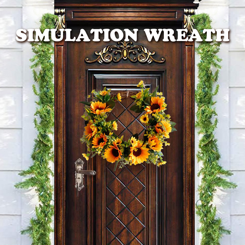 Τεχνητό στεφάνι ηλίανθου Λουλούδι Γιρλάντα Στολίδι Πόρτας Κρεμαστά Λουλούδι Διακόσμηση Χειροτεχνίας Διακόσμηση Τοίχων Σπίτι Διακόσμηση γάμου