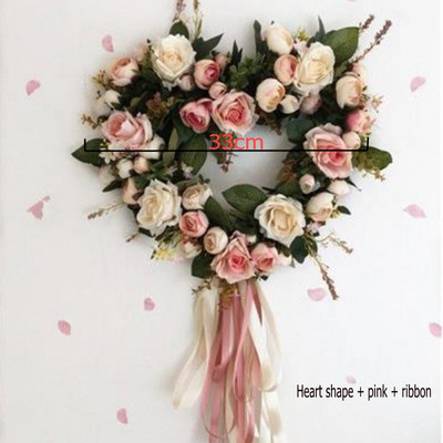 Τεχνητό στεφάνι κατώφλι πόρτας λουλούδι DIY γάμος σπίτι σαλόνι πάρτι κρεμαστό τοίχο διακόσμηση Χριστουγεννιάτικη γιρλάντα δώρο τριαντάφυλλο παιώνια