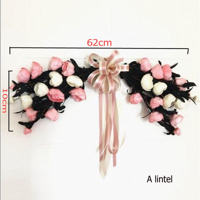 Τεχνητό στεφάνι κατώφλι πόρτας λουλούδι DIY γάμος σπίτι σαλόνι πάρτι κρεμαστό τοίχο διακόσμηση Χριστουγεννιάτικη γιρλάντα δώρο τριαντάφυλλο παιώνια