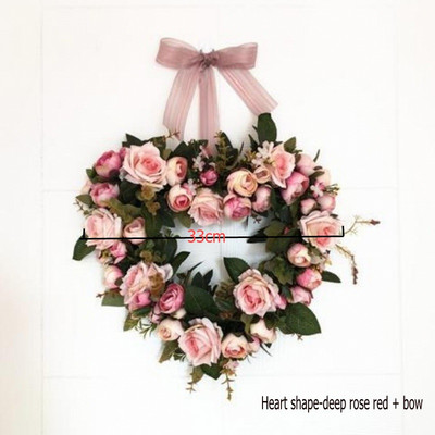 Τεχνητό στεφάνι κατώφλι πόρτας λουλούδι DIY γάμος σπίτι σαλόνι πάρτι κρεμαστό τοίχο διακόσμηση Χριστουγεννιάτικη γιρλάντα δώρο τριαντάφυλλο παιώνια