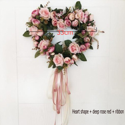 Τεχνητό στεφάνι κατώφλι πόρτας λουλούδι DIY γάμος σπίτι σαλόνι πάρτι κρεμαστό τοίχο διακόσμηση Χριστουγεννιάτικη γιρλάντα δώρο τριαντάφυλλο παιώνια