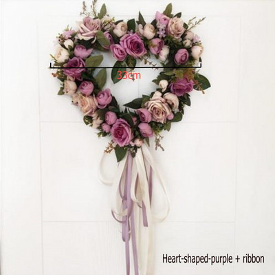 Τεχνητό στεφάνι κατώφλι πόρτας λουλούδι DIY γάμος σπίτι σαλόνι πάρτι κρεμαστό τοίχο διακόσμηση Χριστουγεννιάτικη γιρλάντα δώρο τριαντάφυλλο παιώνια