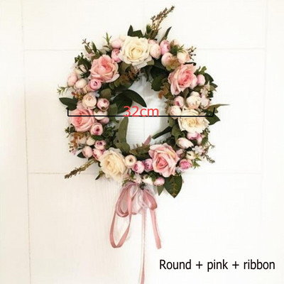 Τεχνητό στεφάνι κατώφλι πόρτας λουλούδι DIY γάμος σπίτι σαλόνι πάρτι κρεμαστό τοίχο διακόσμηση Χριστουγεννιάτικη γιρλάντα δώρο τριαντάφυλλο παιώνια