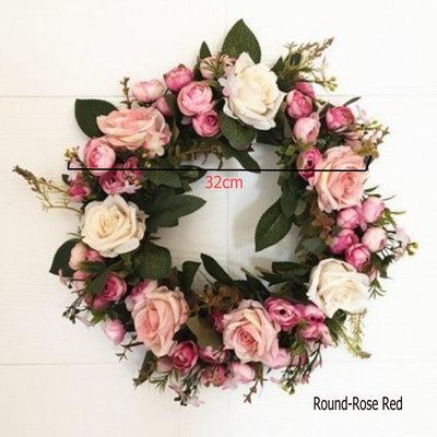 Τεχνητό στεφάνι κατώφλι πόρτας λουλούδι DIY γάμος σπίτι σαλόνι πάρτι κρεμαστό τοίχο διακόσμηση Χριστουγεννιάτικη γιρλάντα δώρο τριαντάφυλλο παιώνια