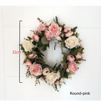 Τεχνητό στεφάνι κατώφλι πόρτας λουλούδι DIY γάμος σπίτι σαλόνι πάρτι κρεμαστό τοίχο διακόσμηση Χριστουγεννιάτικη γιρλάντα δώρο τριαντάφυλλο παιώνια