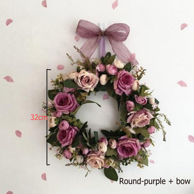 Τεχνητό στεφάνι κατώφλι πόρτας λουλούδι DIY γάμος σπίτι σαλόνι πάρτι κρεμαστό τοίχο διακόσμηση Χριστουγεννιάτικη γιρλάντα δώρο τριαντάφυλλο παιώνια