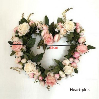 Τεχνητό στεφάνι κατώφλι πόρτας λουλούδι DIY γάμος σπίτι σαλόνι πάρτι κρεμαστό τοίχο διακόσμηση Χριστουγεννιάτικη γιρλάντα δώρο τριαντάφυλλο παιώνια