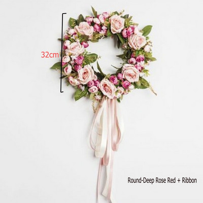 Τεχνητό στεφάνι κατώφλι πόρτας λουλούδι DIY γάμος σπίτι σαλόνι πάρτι κρεμαστό τοίχο διακόσμηση Χριστουγεννιάτικη γιρλάντα δώρο τριαντάφυλλο παιώνια