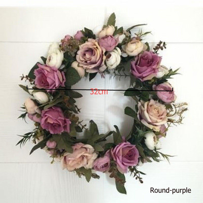 Τεχνητό στεφάνι κατώφλι πόρτας λουλούδι DIY γάμος σπίτι σαλόνι πάρτι κρεμαστό τοίχο διακόσμηση Χριστουγεννιάτικη γιρλάντα δώρο τριαντάφυλλο παιώνια