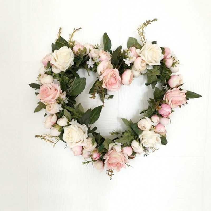Τεχνητό στεφάνι κατώφλι πόρτας λουλούδι DIY γάμος σπίτι σαλόνι πάρτι κρεμαστό τοίχο διακόσμηση Χριστουγεννιάτικη γιρλάντα δώρο τριαντάφυλλο παιώνια