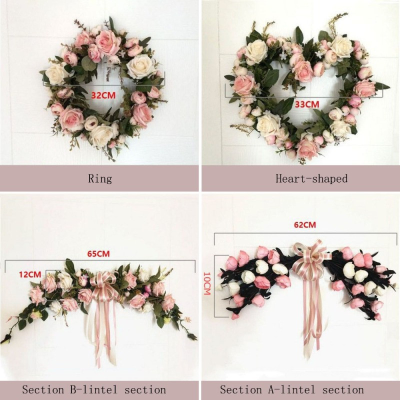Τεχνητό στεφάνι κατώφλι πόρτας λουλούδι DIY γάμος σπίτι σαλόνι πάρτι κρεμαστό τοίχο διακόσμηση Χριστουγεννιάτικη γιρλάντα δώρο τριαντάφυλλο παιώνια