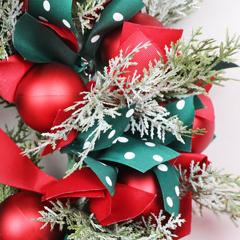 Коледен венец Изкуствена борова шишарка Гирлянда от червени горски плодове Висящи орнаменти Декорации за стена на предната врата Коледно дърво Венец