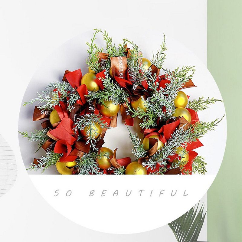 Božićni vijenac Umjetni češer Vjenac od crvenih bobica Viseći ukrasi Zidni ukrasi za ulazna vrata Vijenac za božićno drvce