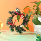 Božićni okrugli vijenac s češerima od ratana, viseći umjetni ukras za ulazna vrata