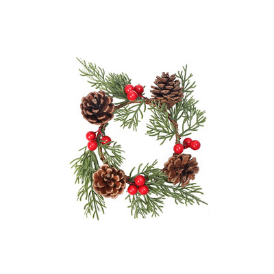 Božićni okrugli vijenac s češerima od ratana, viseći umjetni ukras za ulazna vrata