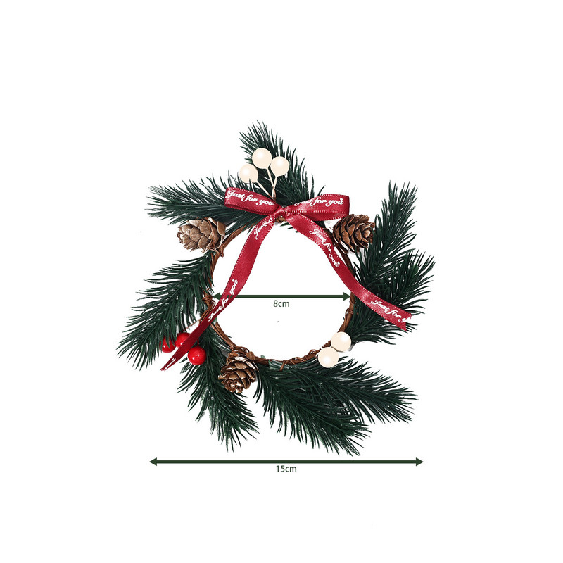 Božićni okrugli vijenac s češerima od ratana, viseći umjetni ukras za ulazna vrata