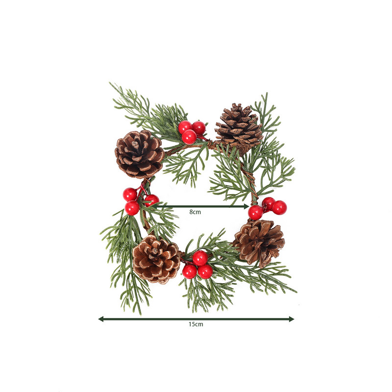 Božićni okrugli vijenac s češerima od ratana, viseći umjetni ukras za ulazna vrata