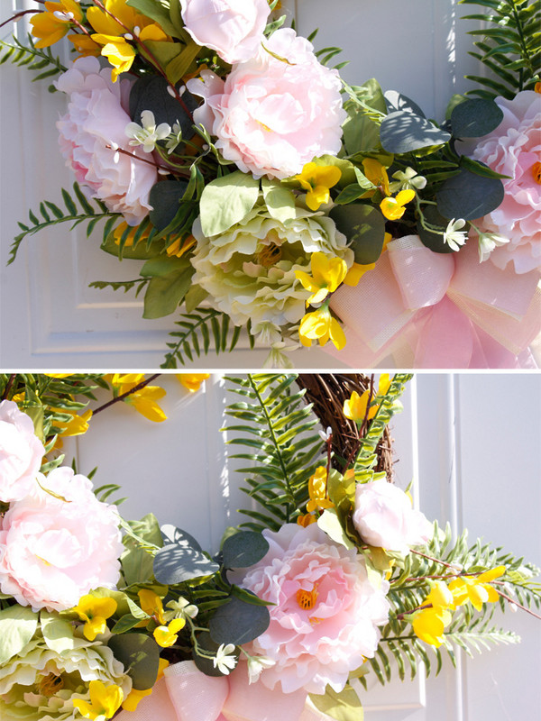 Simuleeritud rikkalik ja üllas pojengipärg Poolringikujuline kunstpärg, isetehtud pulmapeo ripats, jõulukink