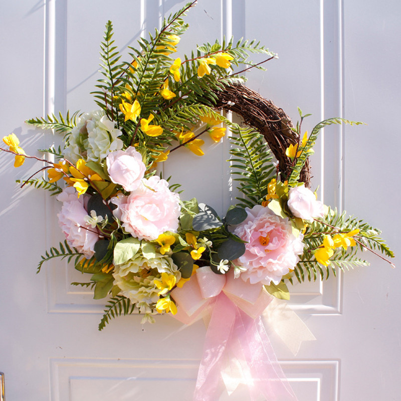 Simuleeritud rikkalik ja üllas pojengipärg Poolringikujuline kunstpärg, isetehtud pulmapeo ripats, jõulukink