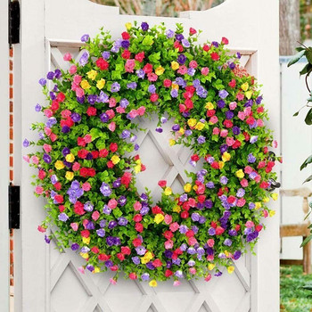 Венец от изкуствени цветя Цветен пролетен летен венец за декорация на врати, стени, прозорци, празничен фестивал, парти, сватбена украса