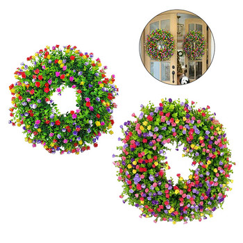 Στεφάνι Τεχνητού Λουλουδιού Πολύχρωμο Ανοιξιάτικο Καλοκαιρινό στεφάνι για Διακόσμηση Παράθυρου Τοίχου Πόρτας Διακόσμηση γάμου γιορτής γιορτής