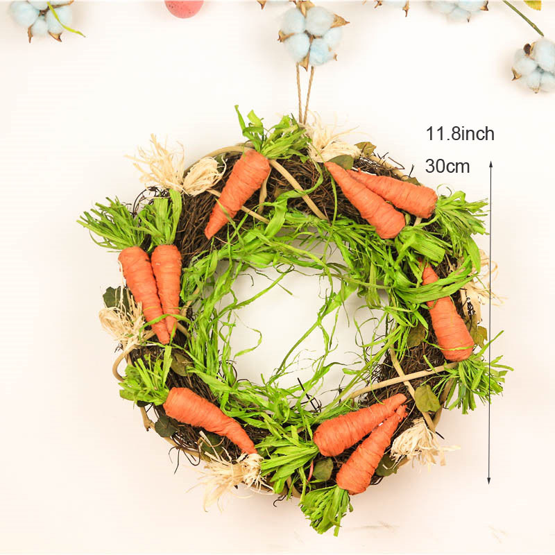 2019. gada pavasara vainags, rotangpalmas, ar rokām darināti apkari, vītnes dekori, Lieldienu vainags, burkāns, Lieldienu rotājuma durvju vainags mājām