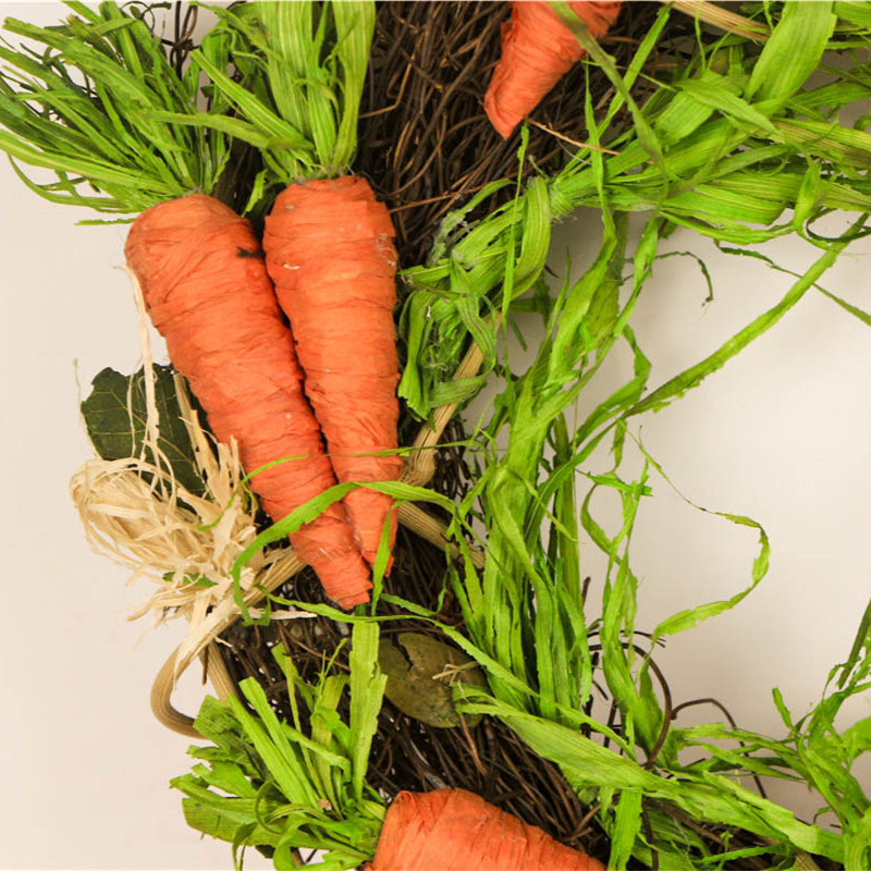 2019. gada pavasara vainags, rotangpalmas, ar rokām darināti apkari, vītnes dekori, Lieldienu vainags, burkāns, Lieldienu rotājuma durvju vainags mājām