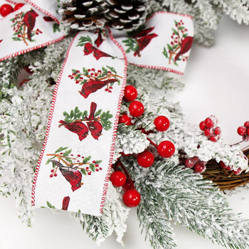 Χριστουγεννιάτικα στεφάνια για μπροστινή πόρτα Κόκκινη και λευκή γιρλάντα με κουκουνάρι πουλί παπιγιόν για διακόσμηση σπιτιού Παράθυρο τοίχου εξοχικής αγροικίας