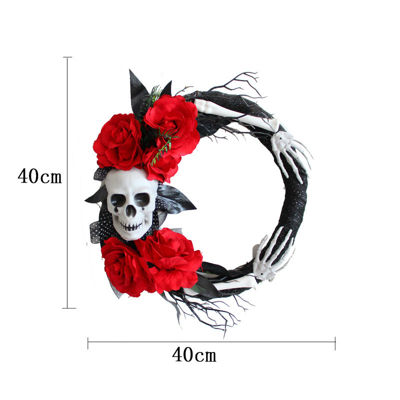 Coroană de Halloween agățată craniu decorațiuni fantome față petrecere de Halloween ușă agățată fereastră coroane recuzită decorare fundal