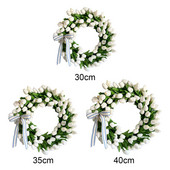 Coroană ușă de primăvară floare albă frunze verzi realizată manual pentru fereastră de perete sărbătoare festival de primăvară vară decorare nuntă