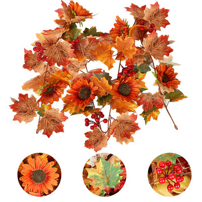 1,75 metri mākslīgā vīnogulāja rudens kļavas lapu viltus vītne Helovīna Pateicības dienas dekorēšanai Mājas ballītes rudens rudens dekors