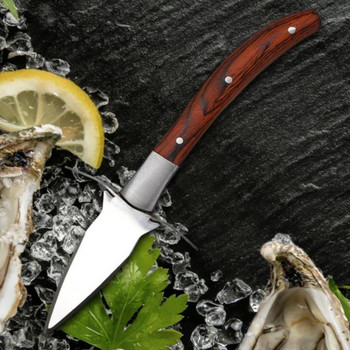 Oyster Shucking Tools Ανοξείδωτο ατσάλι με ξύλινη αντιολισθητική λαβή, δερμάτινο θηκάρι και ανθεκτικά γάντια Εργαλεία θαλασσινών Gadgets