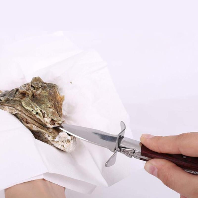 Unelte pentru stridii din oțel inoxidabil cu mâner antiderapant din lemn, teacă din piele și mănuși rezistente, instrumente pentru fructe de mare, gadgeturi