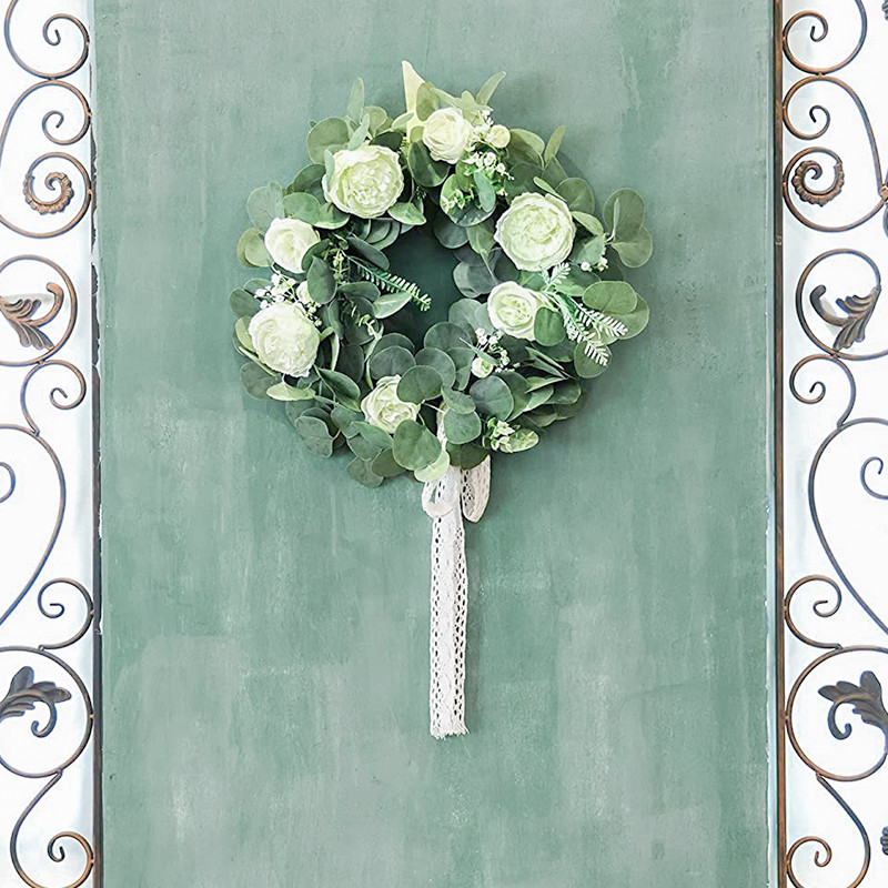 PARTY JOY Τεχνητό λουλούδι τριαντάφυλλο παιωνία στεφάνι ύφανσης στεφάνι προσομοίωση φύλλα πόρτας κρεμαστά μπροστινή πόρτα τοίχου παραθύρου