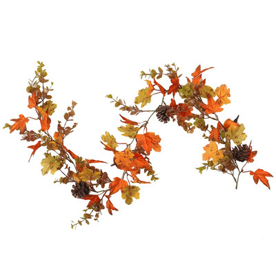 100cm Fall Maple Leaf Garland Hanging Decoration Artificial Autumn Garland Thanksgiving Ornament for Home Wedding Party R7UB