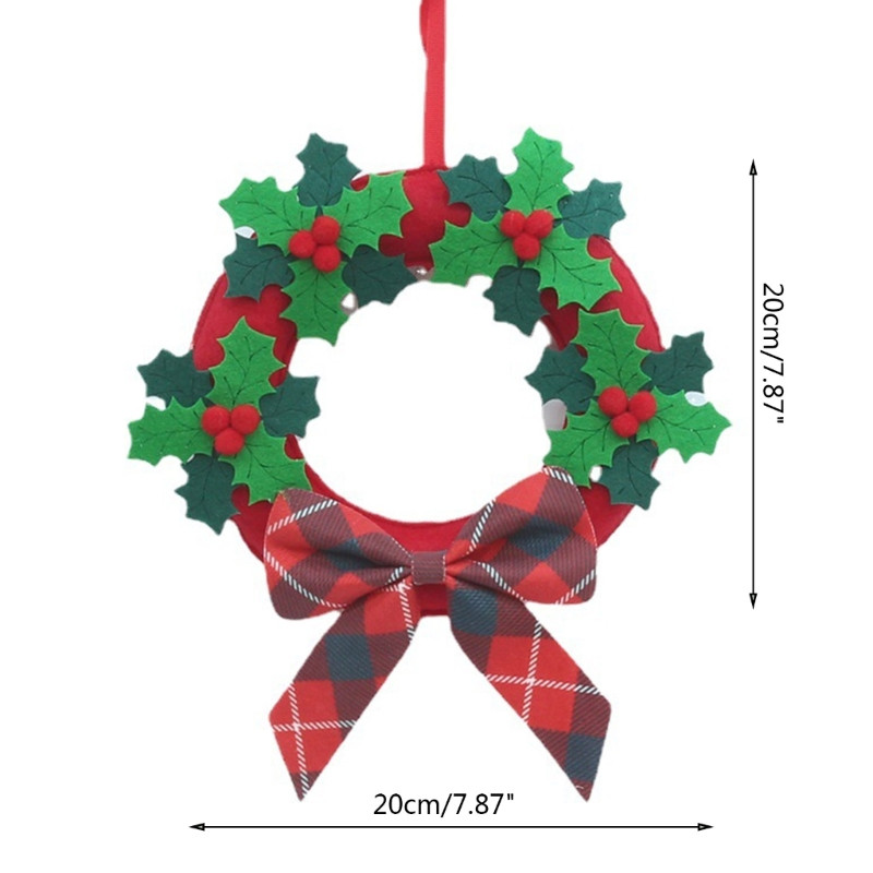 Τεχνητό Χριστουγεννιάτικο στεφάνι Πράσινα φύλλα Κόκκινα μούρα στολίδι μενταγιόν 85DA