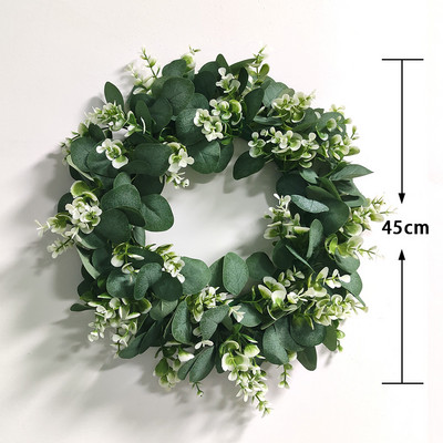 Diverse stiluri de coroană de flori artificiale, agățată pe perete, ornament pentru ușă, decorarea casei, ghirlandă de eucalipt pentru Crăciun, Anul Nou